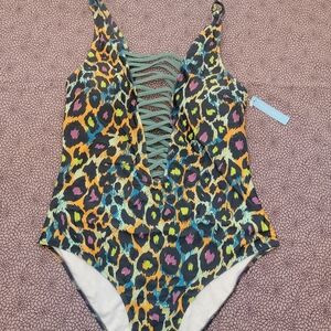 Leopard Print, One-Piece Bathing Suit